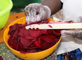Slicing of the peeled beetroots Image
