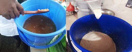 Steeping and mashing of soymilk for soymilk-brukina drink Image